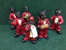 A tray of seven pottery figures - musicians