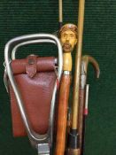A bundle of walking sticks, shooting stick, show horn,
