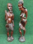Two carved hardwood tribal figures
