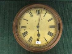 An early twentieth century mahogany school clock