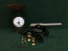 A tray of early 20th century kitchen scales, W.R.A.