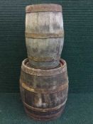Two wooden barrels