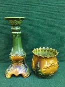 An early 20th century English pottery jardiniere on stand