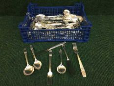 A basket of loose cutlery