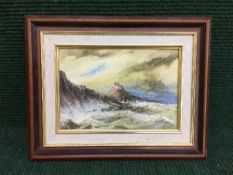 A framed oil on board by J L Auld, signed limited edition prints, Lindisfarne Castle, prints etc.