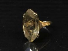 A 9ct gold and citrine ring