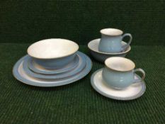 Approximately fifty one pieces of blue Denby dinner ware