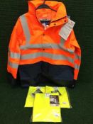 Two boxes of Port West high viz vests and jackets