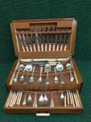 A mahogany canteen of Sheffield plated cutlery