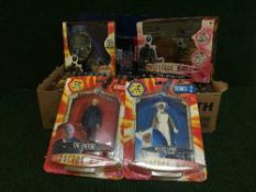 A box of quantity of Dr Who collectables