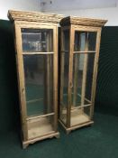 Two pine glazed door display cabinets