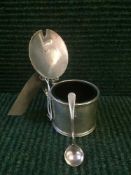 A sterling silver mustard and spoon,