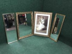 A gilt framed print - lady with flowers,