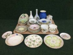 A tray of assorted plates, pin dishes and vases, Minton, Ringtons,