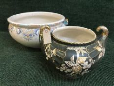 An early 20th century lion mask planter and one other