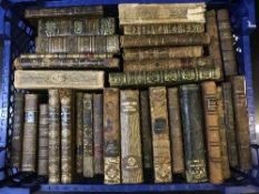 Thirty two antiquarian volumes : Alfred de Musset, Byron, Don Quixote, The Amulet, Virgil,