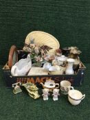 A large quantity of china, Ringtons dinner service, glass trinket set, tea set, wall clock, camera,