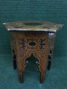 An Eastern inlaid octagonal occasional table