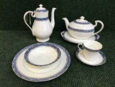 Forty five pieces of Aynsley Blue Mist tea and dinner ware