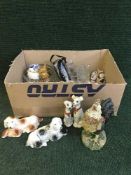 Three boxes of china, glass, ginger jars, tankards,