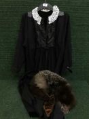A vintage Laura Ashley dress and two fur stoles