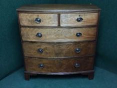 A Regency mahogany bow-fronted five drawer chest