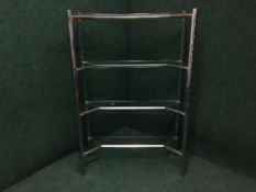 A contemporary glass three tier stand