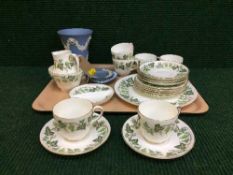 A tray of Wedgwood Santa Clara tea service and four pieces of Wedgwood Jasper ware