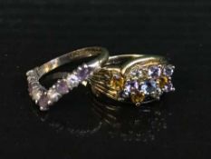 Two gold on silver lady's dress rings