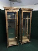 Two pine glazed door display cabinets