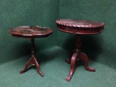 A reproduction circular pedestal table on paw feet