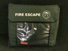 A fire escape emergency ladder in carry bag