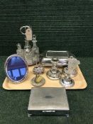 A tray of silver plated ware - entree dish,