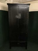 A black ash double door wardrobe and a five drawer chest