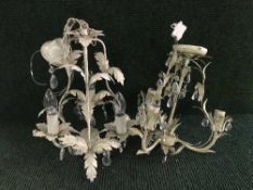 Five white metal lights with glass drops