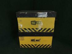Two large metal Van Vault storage boxes