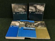 Three Harley Davidson service manuals and two diagnostic manuals