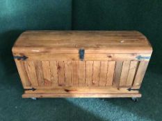 A pine domed topped blanket chest