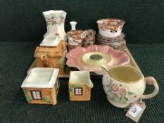 A tray of Victorian tea set, Ringtons Maling jug, Crown Clarence cottage ware,