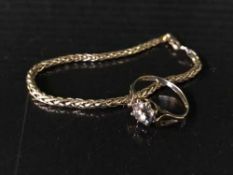 A 9ct gold bracelet together with a lady's dress ring
