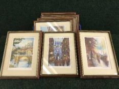 Eight signed limited edition John Speirs prints - European cities