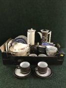 A box of Hornsea coffee set, part Paragon Elegance dinner service, Port Merion coffee pot,