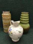West German stick pot and floral patterned jug