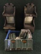 A quantity of Art Nouveau glazed tiles together with a pair of Edwardian mahogany dressing table