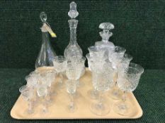 A tray of assorted lead crystal glasses,