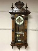A late nineteenth century mahogany Vienna wall clock