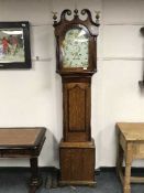 A nineteent century oak and mahogany longcased clock with painted dial signed Samuel Allkins of
