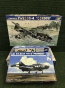Five Trumpeter model kits including 1:48 scale including a US Navy Panther (2), Wellington MK.