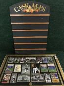 A pub chalk board, bamboo framed mirror,