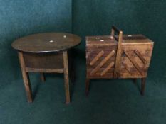 A concertina sewing box and a sewing table